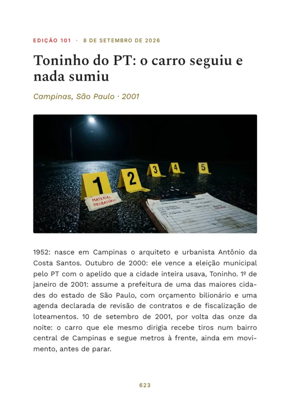 Página 623 do volume: abertura da edição 101, Toninho do PT: o carro seguiu e nada sumiu